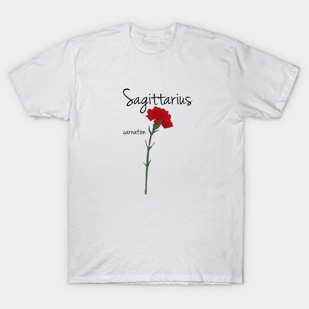 Sagittarius Zodiac Sing Flower Art T-Shirt by KittyCocktail